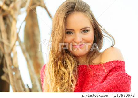 Gorgeous attractive young woman in summer. 133659672