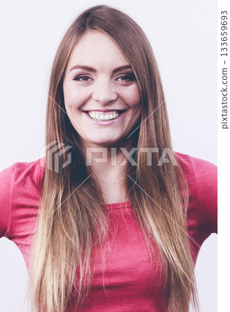 Portrait of happy woman. Portrait of happy woman. 133659693