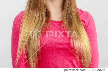 Long brown hair from the front. Long brown hair from the front. 133659694
