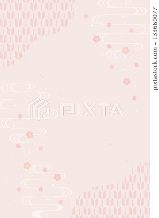 櫻花和日式圖案新年賀卡背景，日式新年賀卡材料 133660077