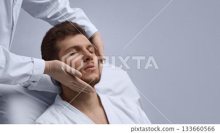 Assessing jawline definition for male contour refinement. 133660566