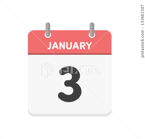 January 3rd JANUARY 3 daily calendar icon - Simple English calendar with 1/3 date January 3rd JANUARY 3 daily calendar icon - Simple English calendar with 1/3 date 133661387