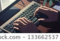 A person is typing on a computer keyboard 133662537