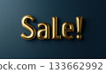 A shiny gold "Sale" text on a deep blue background, creating a luxurious and elegant look 133662992