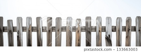 Old wooden fence isolated on a white background. Old wooden fence isolated on a white background. 133663003