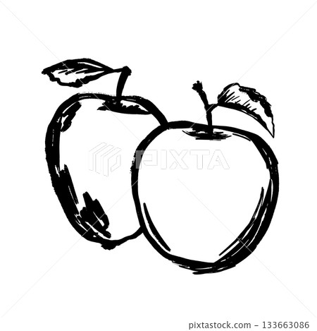 Black and white illustration of apples for decorative use 133663086