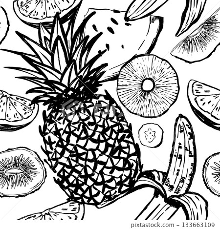 Vibrant tropical fruit collection for fashion and stationery patterns 133663109