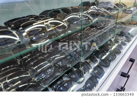 Display of Various Sunglasses in Store Display of Various Sunglasses in Store 133663349
