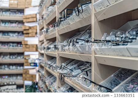 Display of Eyeglasses in Optical Store 133663351