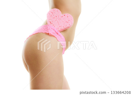 woman buttocks in pink panties 133664208