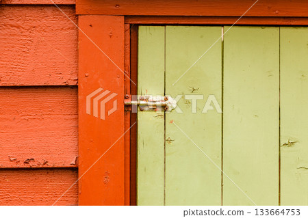 Big green oldfashioned wooden doors in house Big green oldfashioned wooden doors in house 133664753