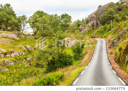 Road landscape in norwegian mountains Road landscape in norwegian mountains 133664779