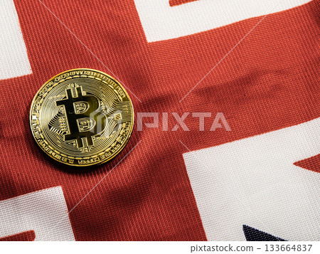 Bitcoin against british UK flag Bitcoin against british UK flag 133664837