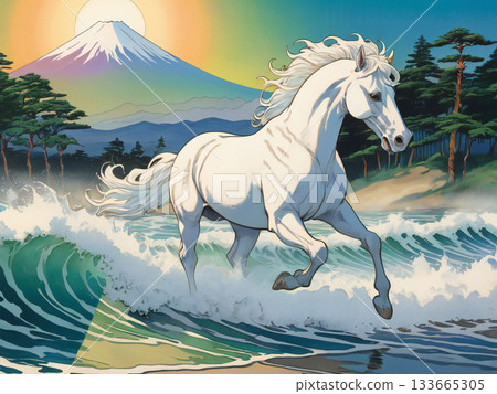 一匹純種馬全速衝刺。 133665305