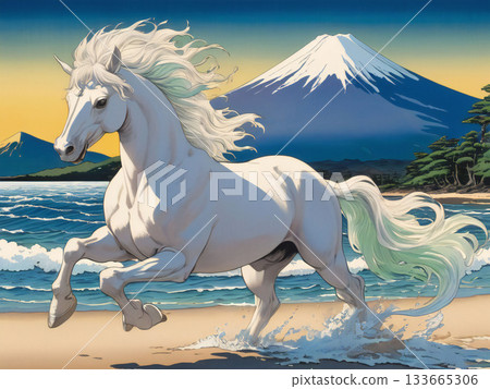 一匹純種馬全速衝刺。 133665306