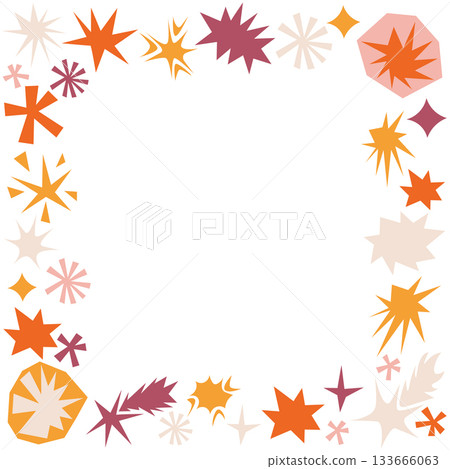 Colorful square frame with quirky cut stars, shapes and collage-style elements. Colorful square frame with quirky cut stars, shapes and collage-style elements. 133666063
