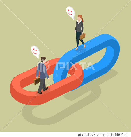 3D Isometric Flat Vector Illustration of Partnership, Business Mergers And Cooperation 133666421