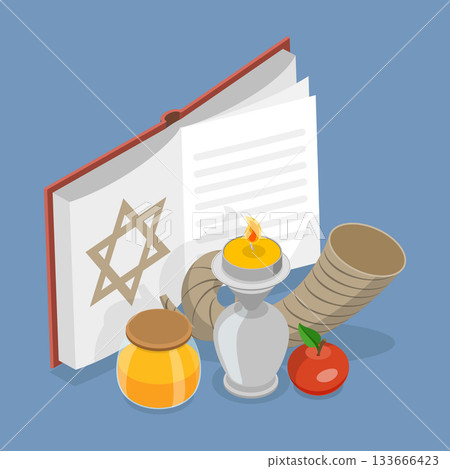3D Isometric Flat Vector Illustration of Yom Kippur , Day Of Atonement 133666423