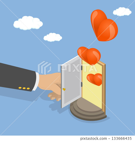 3D Isometric Flat Vector Illustration of Open Relationship , Unlocking Doors With Heartfelt Hospitality 3D Isometric Flat Vector Illustration of Open Relationship , Unlocking Doors With Heartfelt Hospitality 133666435