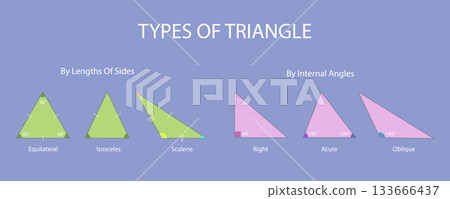 3D Isometric Flat Vector Illustration of Triangle Types, Based On Side Lengths And Internal Angles 133666437