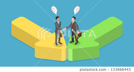 3D Isometric Flat Vector Illustration of Partnership, Concept Of Business Deal Or Financial Agreement. 3D Isometric Flat Vector Illustration of Partnership, Concept Of Business Deal Or Financial Agreement. 133666443