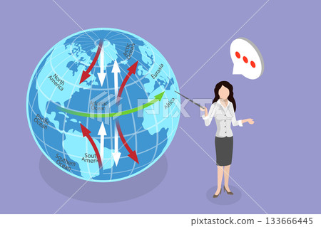 3D Isometric Flat Vector Illustration of Coriolis Effect, Coriolis Force In Atmospheric Dynamics 3D Isometric Flat Vector Illustration of Coriolis Effect, Coriolis Force In Atmospheric Dynamics 133666445