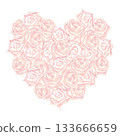 A bouquet of delicate peach roses in a heart shape 133666659