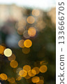 Blurry image of Christmas tree with a lot of yellow and orange lights. 133666705