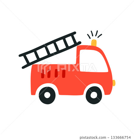 Red fire truck emergency vector illustration 133666754