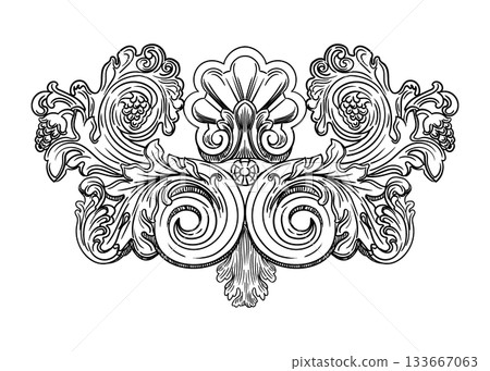 Hand drawing filigree decorative flourish vector illustration Hand drawing filigree decorative flourish vector illustration 133667063