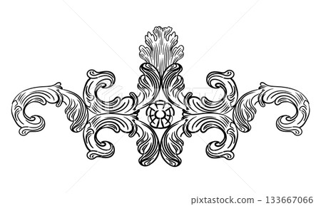 Horizontal hand drawing filigree flourish vector illustration Horizontal hand drawing filigree flourish vector illustration 133667066