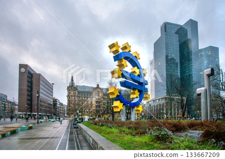 Sign of Euro-monument of money European Union Sign of Euro-monument of money European Union 133667209