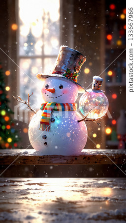 Snowman and Christmas AI-generated materials 133667966