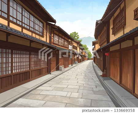 金澤老城區的街景插圖 金澤老城區的街景插圖 133669358