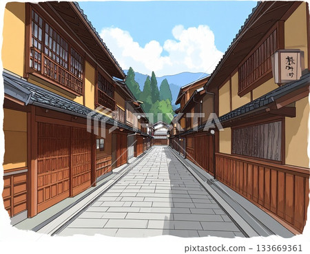 金澤老城區的街景插圖 133669361