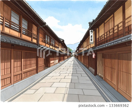 金澤老城區的街景插圖 金澤老城區的街景插圖 133669362