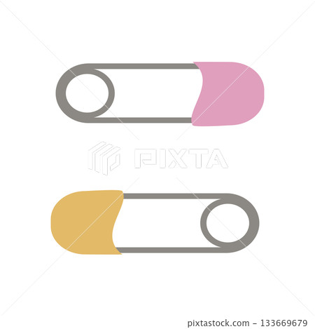 Simple illustration material of safety pin for sewing Simple illustration material of safety pin for sewing 133669679