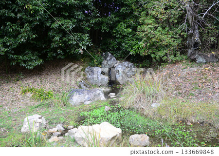The remains of Nakoso Falls at Osawa Pond in Kitasaga, Kyoto 133669848
