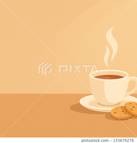 Teacup and cookies illustration with copy space Teacup and cookies illustration with copy space 133670278