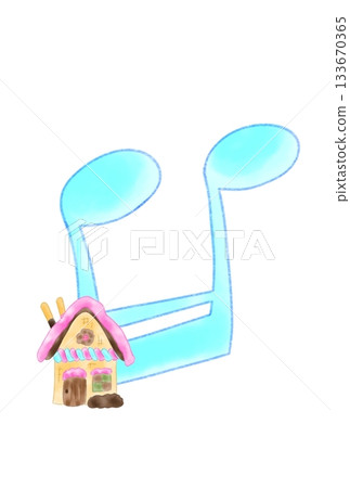 Musical note with a gingerbread house 133670365