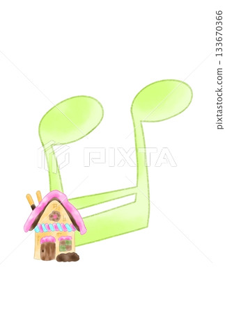 Musical note with a gingerbread house 133670366