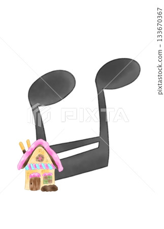 Musical note with a gingerbread house 133670367