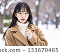 AI-generated image of a young woman in a coat 133670465