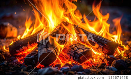 《AI Image》Burning bonfire flames 133671458
