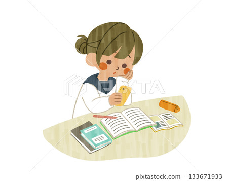 Female student using smartphone while studying - Gash Female student using smartphone while studying - Gash 133671933