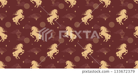 Chinese horse seamless pattern Chinese horse seamless pattern 133672379