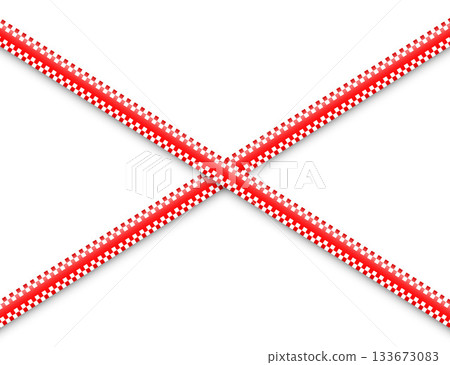 Barricade construction tape. Red police warning line, brightly colored danger or hazard stripe, ribbon. Restricted area, zone. Attention symbol. Vector illustration 133673083