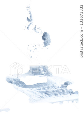 A scene depicting a quiet winter atmosphere with falling snowflakes floating on a white background 133673332
