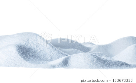 A scene depicting a quiet winter atmosphere with falling snowflakes floating on a white background 133673333