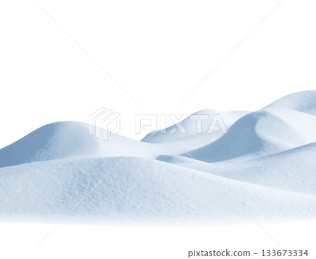 A scene depicting a quiet winter atmosphere with falling snowflakes floating on a white background 133673334